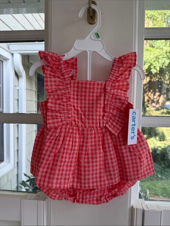 Carter's Other - NWT Carter's Pink-Red Gingham Ruffle Bubble Romper and Bloomers